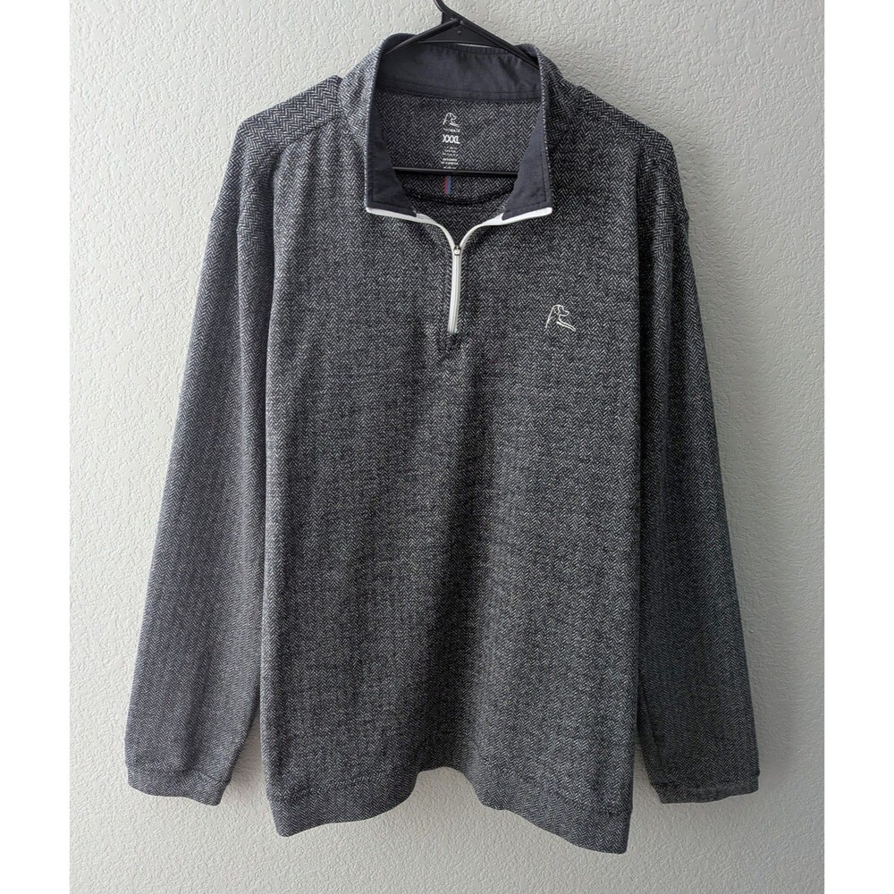 Rhoback Herringbone Jacquard Performance Q-Zip Men's Size 3XL Gray Pullover